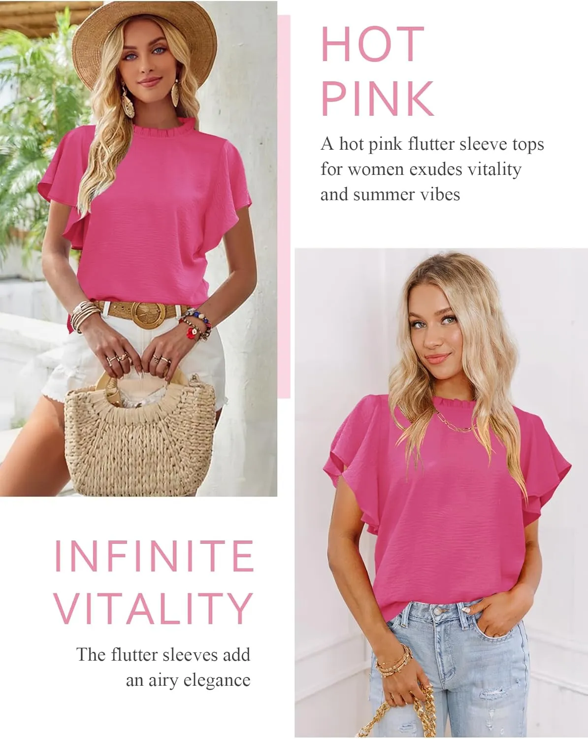 Aifer Womens Summer Ruffle Short Sleeve Dressy Casual Blouses Mock Neck Tops Elegant Work Shirts