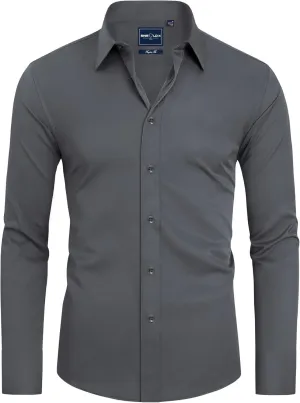 Alimens & Gentle Slim Fit Mens Dress Shirts for Men Button Down Long Sleeve Dress Shirts Wrinkle Free Formal Stain Proof