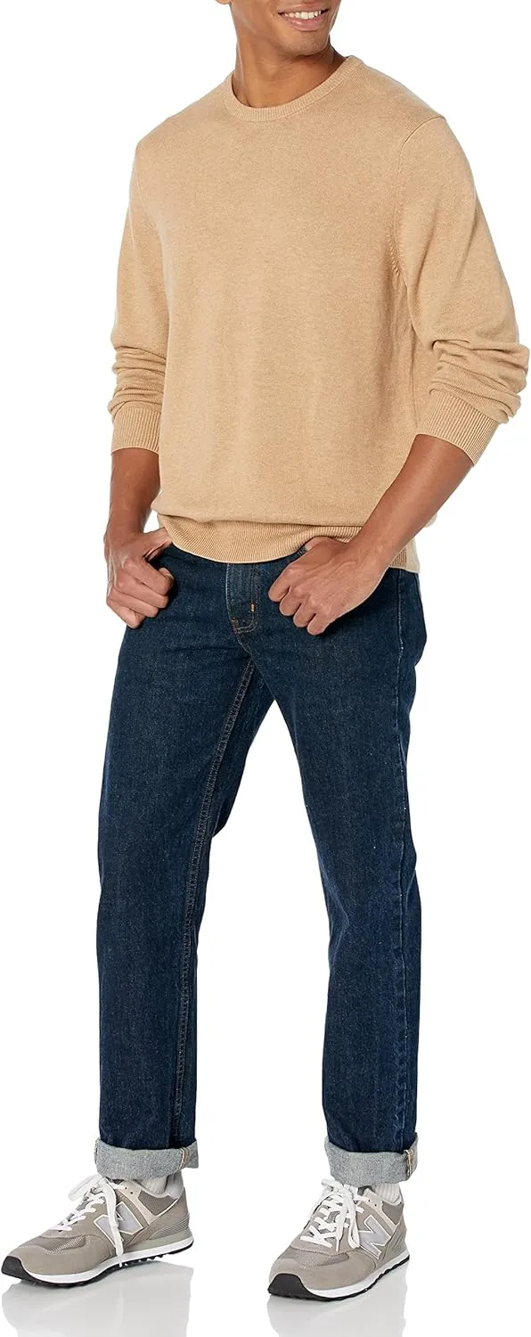 Amazon Essentials Men's Long-Sleeve Crewneck Sweater, 100% Cotton, Big & Tall Options Available