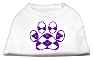 Argyle Paw Purple Screen Print Shirt White XS (8)