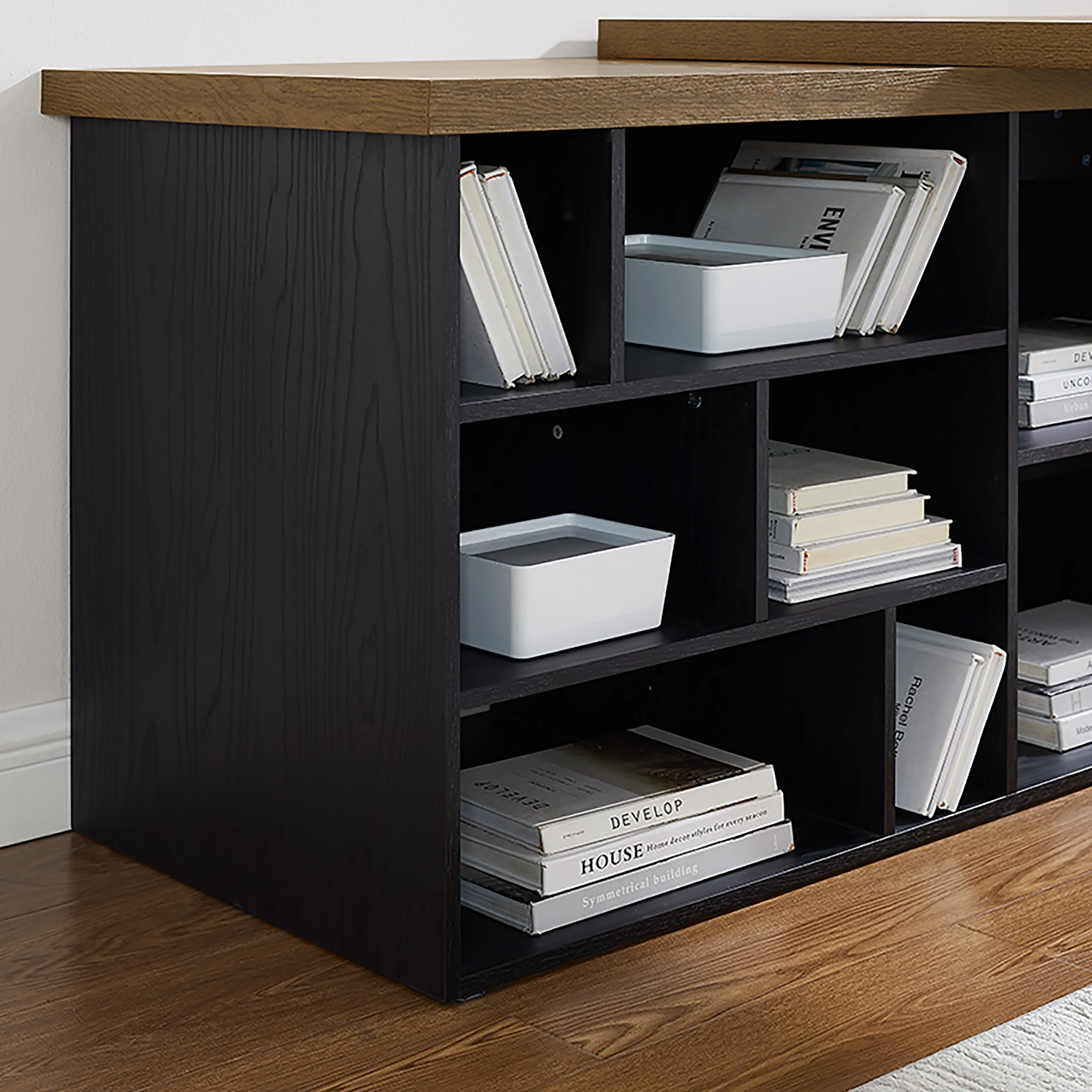 Aspire Desk Adjustable Return 150cm Dark Oak Black by Criterion