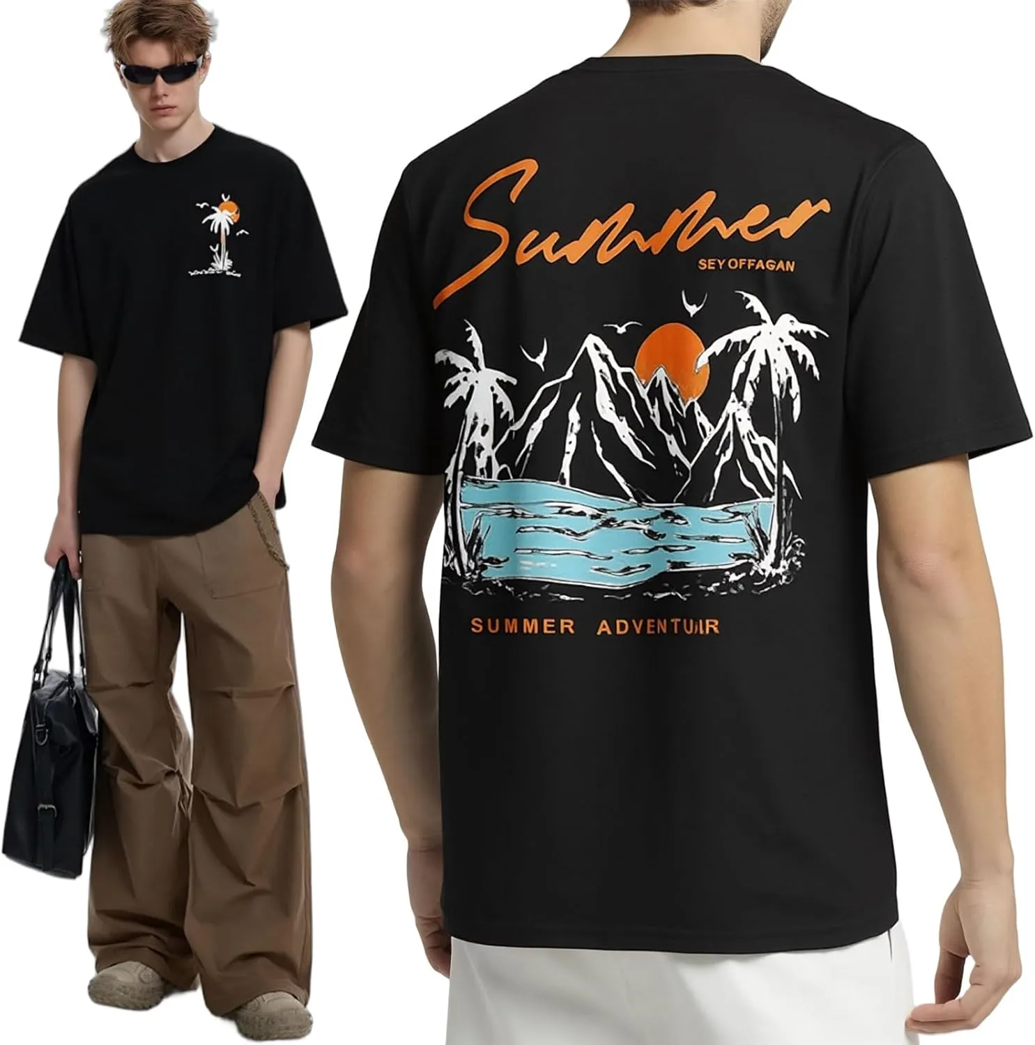 Bealin Mens Graphic Tees Oversized Creative Graffiti Short Sleeve Shirts Summer Casual Rapper Streetwear Y2k Tops Tshirt