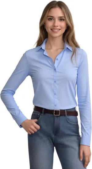 Beninos Women's White Button Down Shirts Elegant Office Dress Shirt Blouse