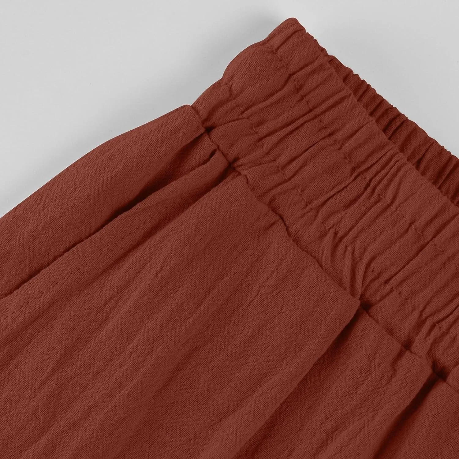 Cropped Linen Pants Women Plus Size Drawstring Elastic High Waisted Joggers Lightweight Summer Ankle Pants w/Pockets