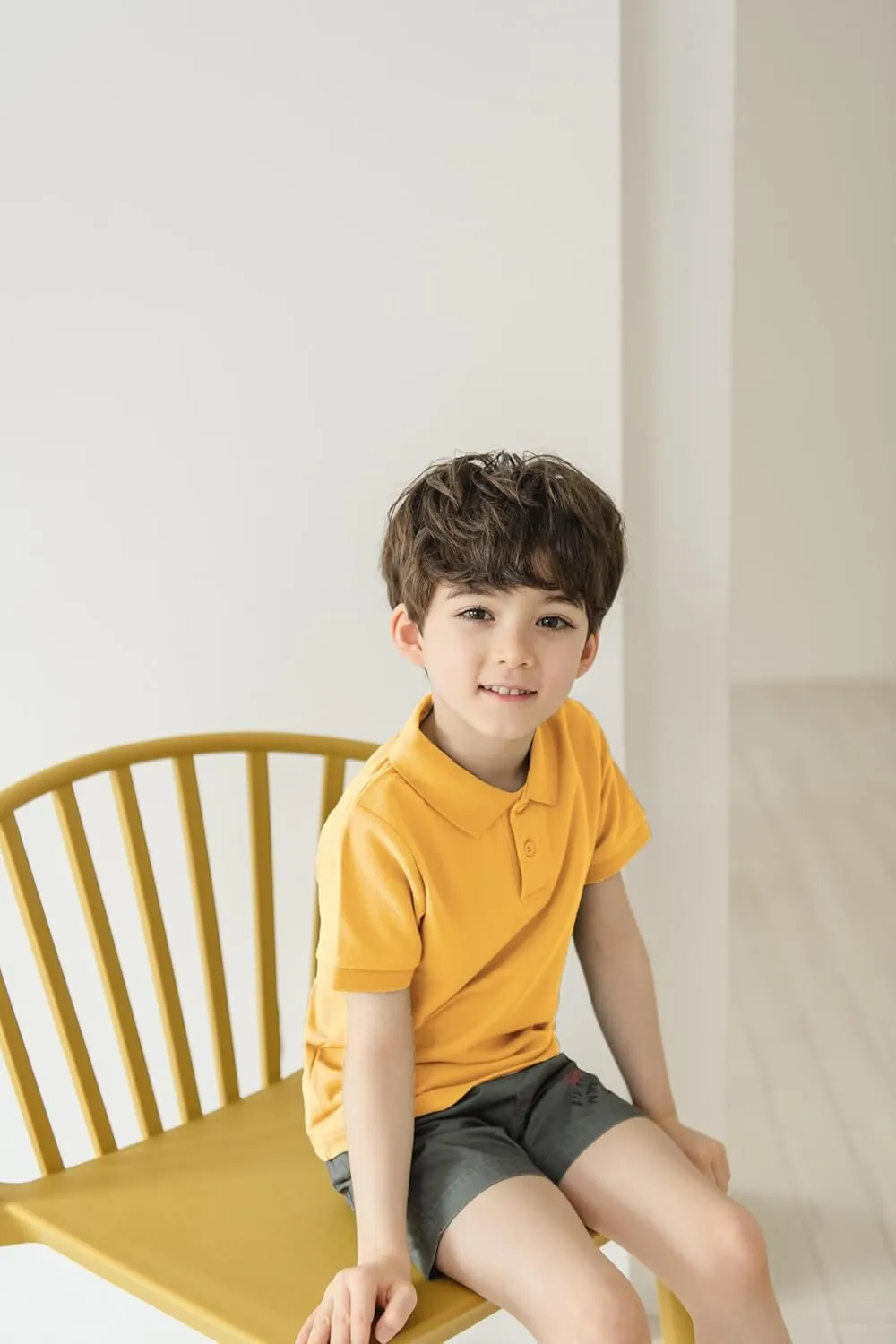 CUNYI Boys' Cotton Pique Polo Shirts Uniform Short Sleeve Tops