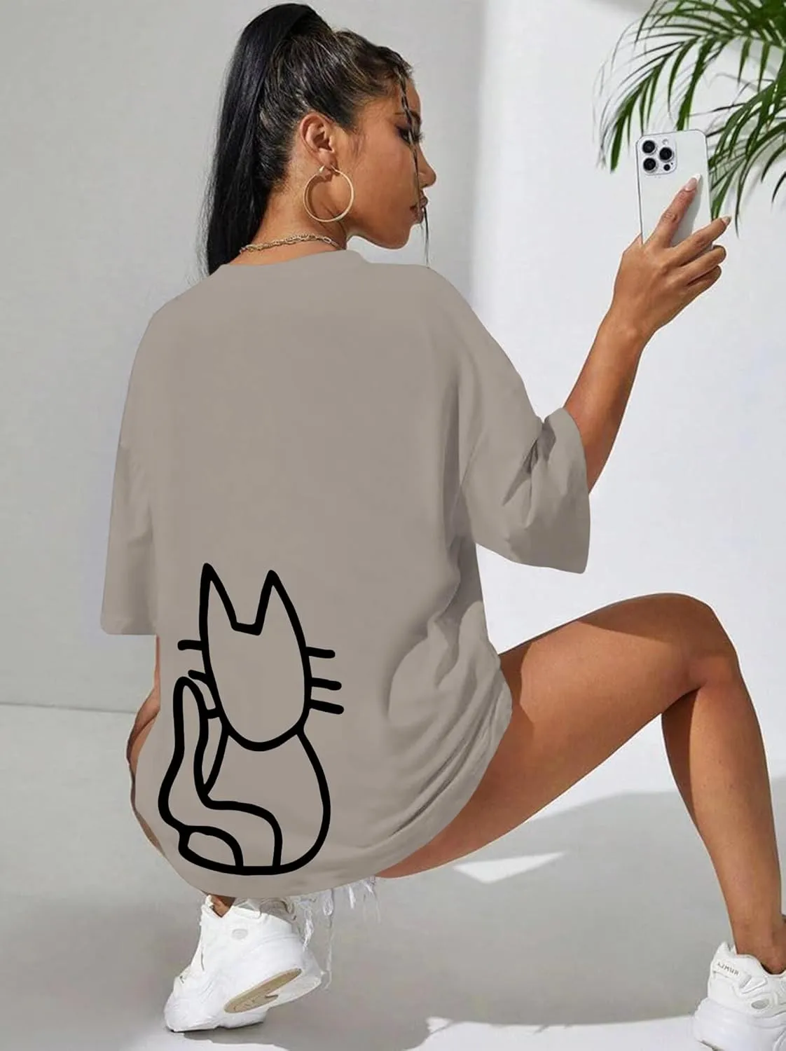 Cute Cat Shirts for Women Oversized Black Cat Graphic Tshirt Casual T-Shirt Kawaii Tees Aesthetic Funny Tops