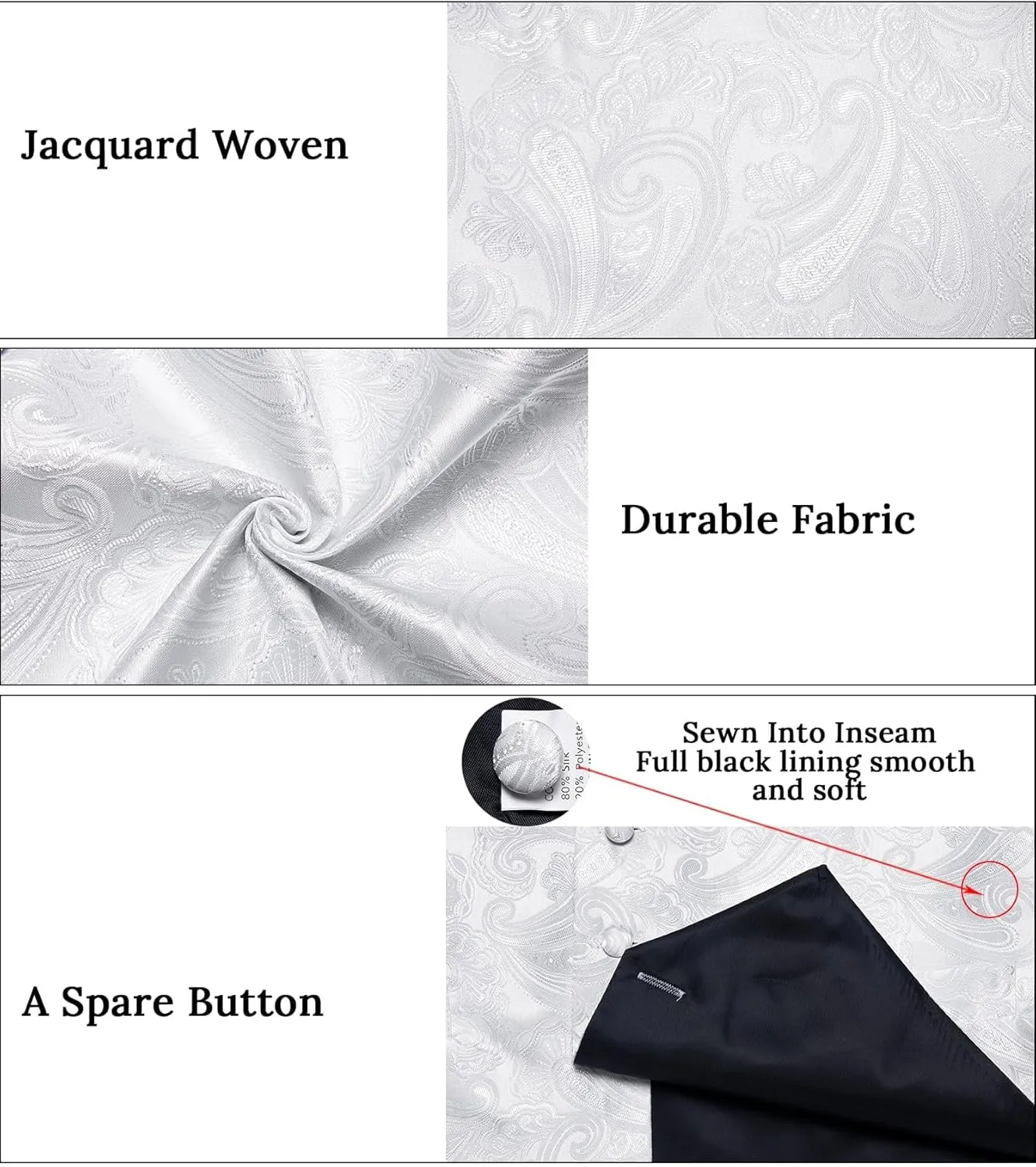 DiBanGu Mens Vest and Tie Set Formal Paisley Waistcoat and Necktie Pocket Square Cufflinks Silk Suit Vest for Tuxedo Wedding