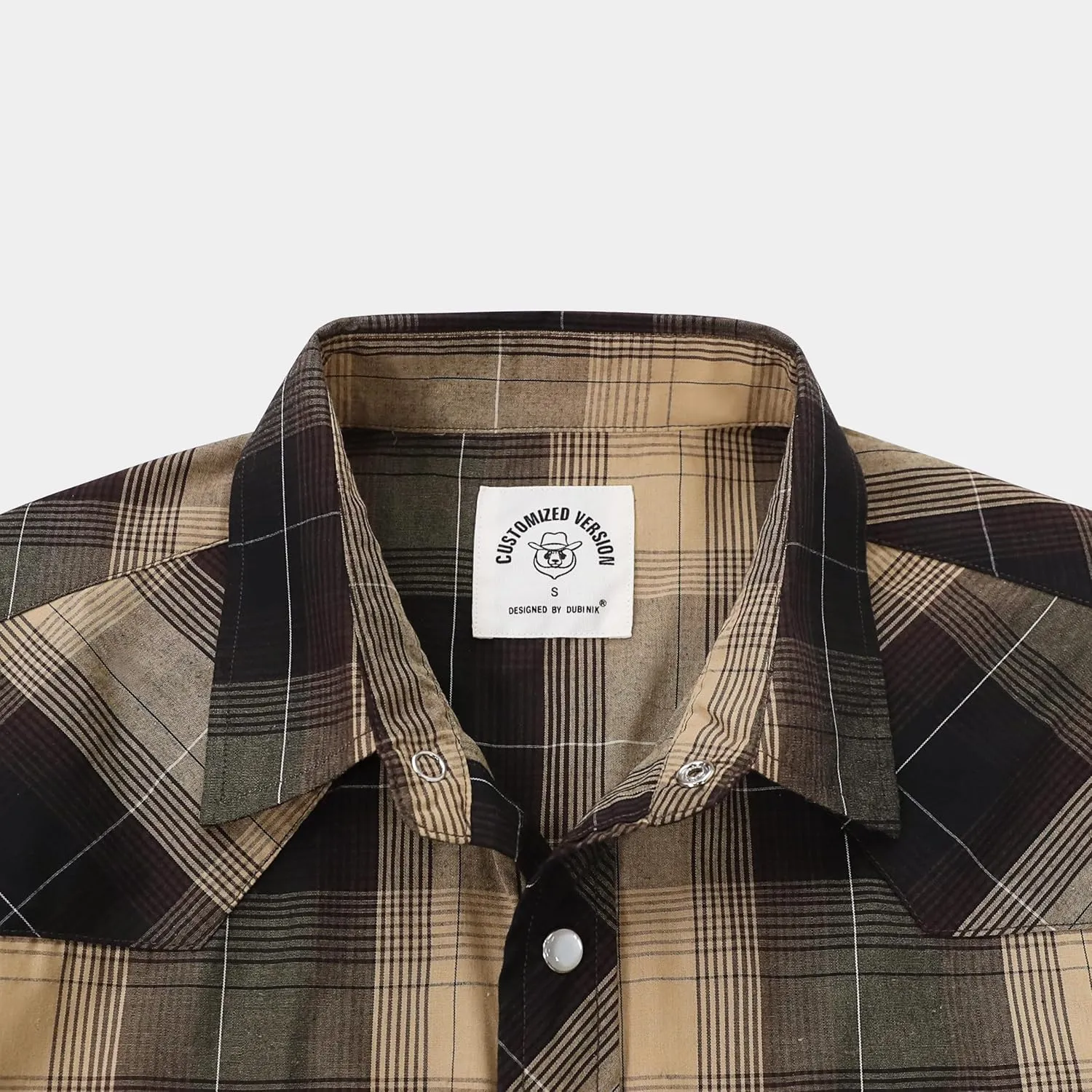 Dubinik Western Shirts for Men Short Sleeve Plaid Pearl Snap Shirts for Men Button Up Shirt Cowboy Casual Work Shirt