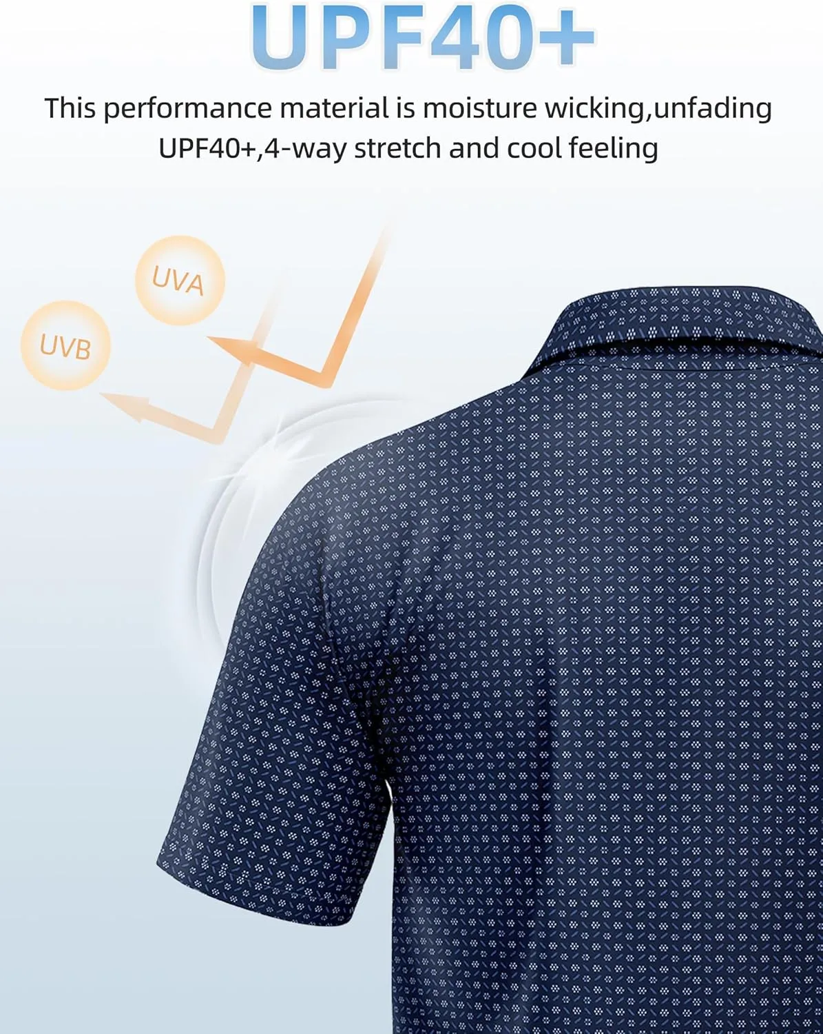 Golf Shirts for Men Printed Performance Moisture Wicking Short Sleeve Dry Fit Polo Shirts