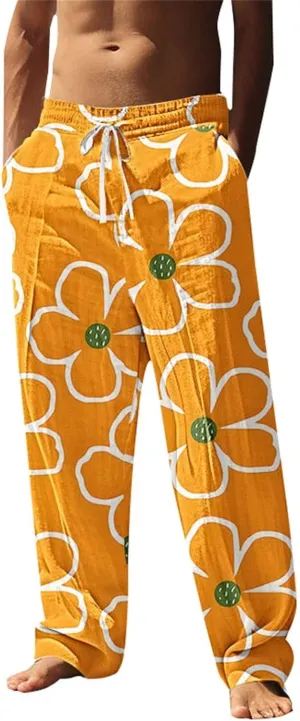 Hawaii Graphic Drawstring Pants for Men Lightweight Beach Sweatpants Comfy Tropical Lounge Relaxed Fit Vacation