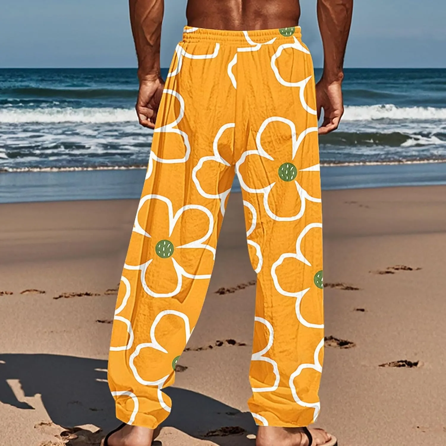Hawaii Graphic Drawstring Pants for Men Lightweight Beach Sweatpants Comfy Tropical Lounge Relaxed Fit Vacation