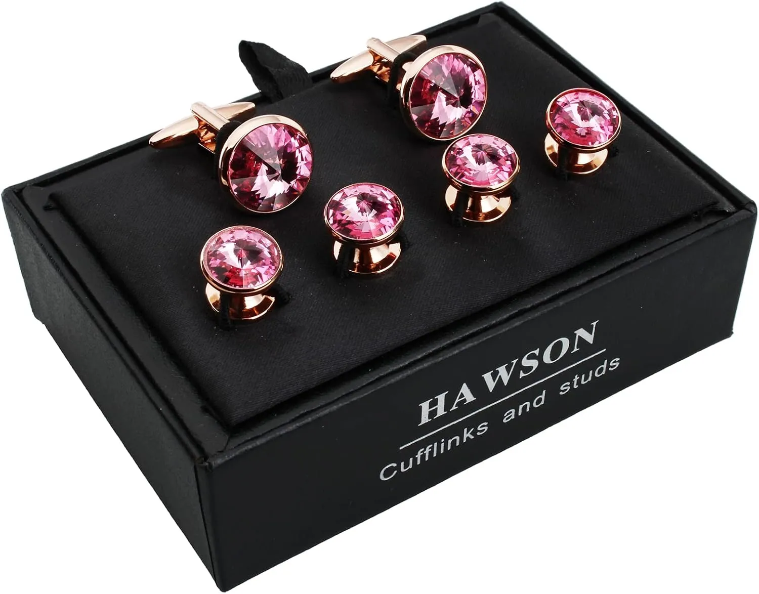 HAWSON Cufflinks for Men with 4/6 pcs Shirt Studs Set, Gift Box Packed, Mens Jewelry or Accessories for Wedding, Party, Anniversary, Birthday