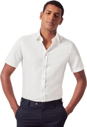 Jermyn Street Collection by Hawes and Curtis - Men's Short Sleeve White Dress Shirt  100% Cotton Oxford, Regular Fit