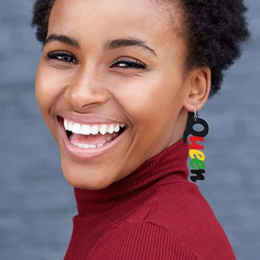 Juneteenth Earrings for Black Women African Map Queen Dangle Earrings Jewelry Juneteenth Shirts Outfit Accessories