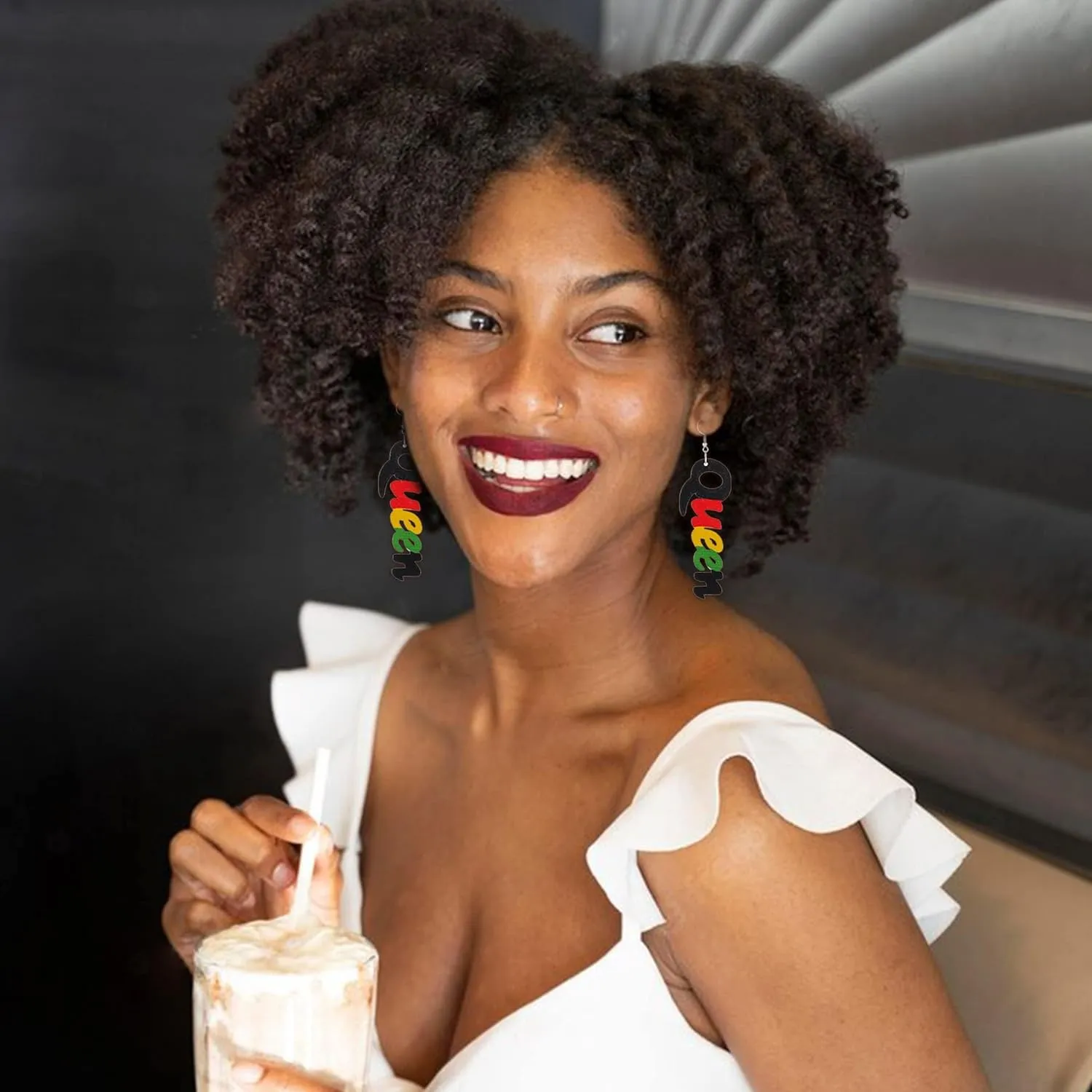 Juneteenth Earrings for Black Women African Map Queen Dangle Earrings Jewelry Juneteenth Shirts Outfit Accessories