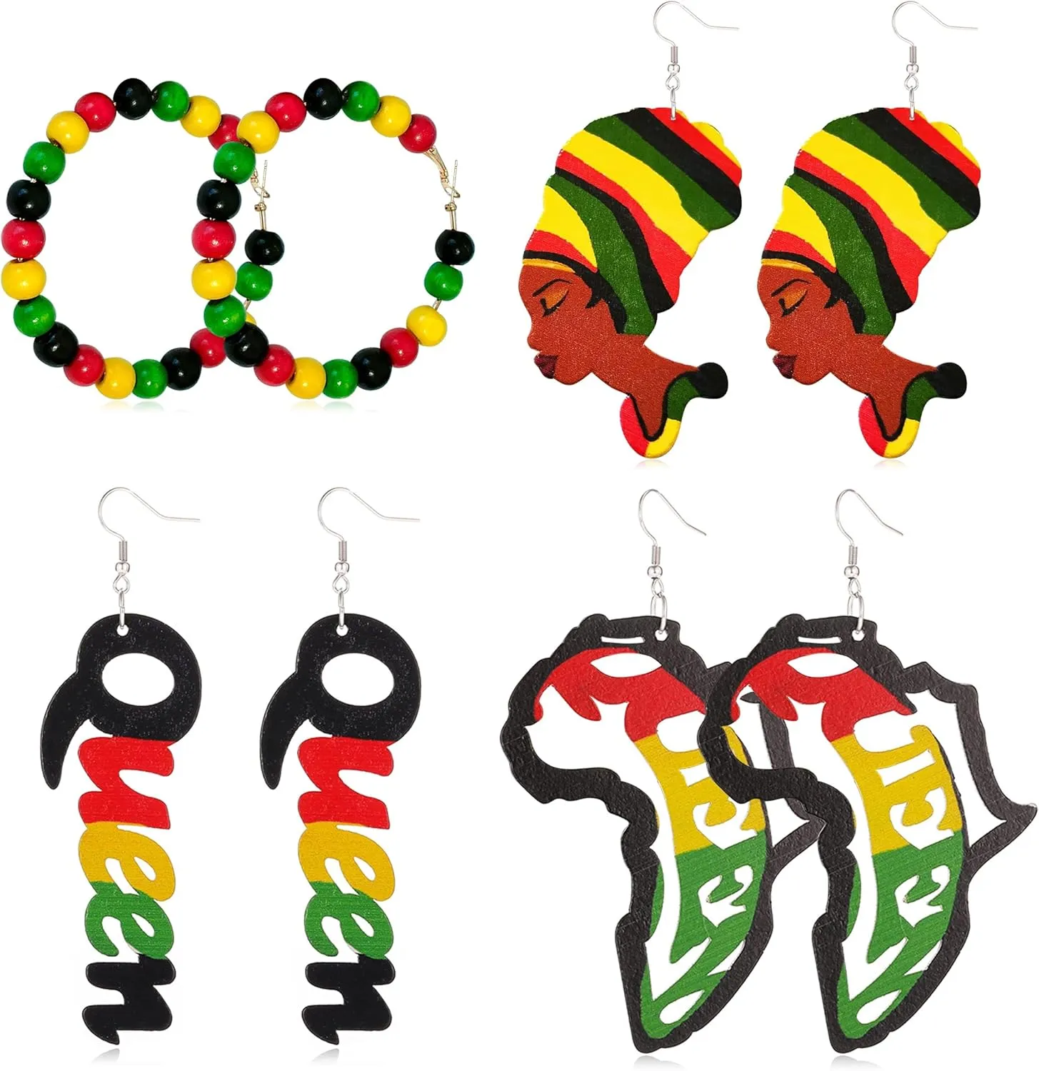 Juneteenth Earrings for Black Women African Map Queen Dangle Earrings Jewelry Juneteenth Shirts Outfit Accessories