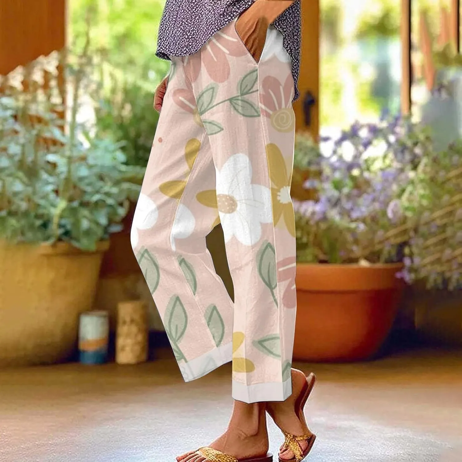 LCMTWX Linen Pants Women 2024 Cotton and Linen Casual Pants Wide Leg Loose Vacation Dresses for Women Parachute Pants