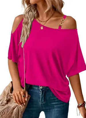 LEIYEE Womens Summer Black Cold Off Shoulder Tops 2025 Sexy Casual Cute Short Sleeve Loose Fit T Shirts Blouse