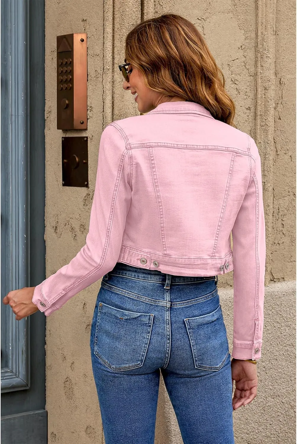 luvamia 2025 Cropped Jean Jackets for Women Fashion Short Denim Shacket Jacket Lightweight Fitted Stretchy with Pockets