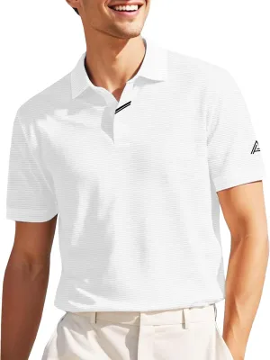 Men's Short Sleeve Polo Shirts Regular-Fit Moisture Wicking Golf Shirt Stretch Solid Color Tees Golf Athletic Casual Stylish Tops White