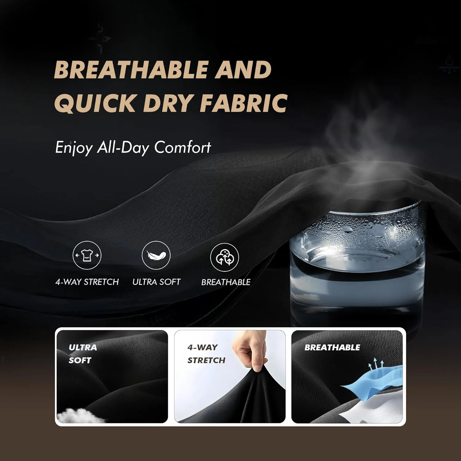 Polo Shirts for Men - Dry Fit Moisture Wicking Black Short Sleeve Performance Golf T Shirts for Casual Work Athletic