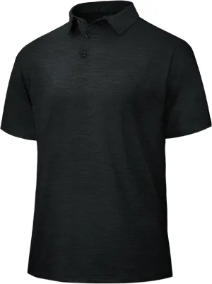 Polo Shirts for Men - Dry Fit Moisture Wicking Black Short Sleeve Performance Golf T Shirts for Casual Work Athletic