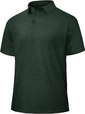Polo Shirts for Men - Dry Fit Moisture Wicking Black Short Sleeve Performance Golf T Shirts for Casual Work Athletic