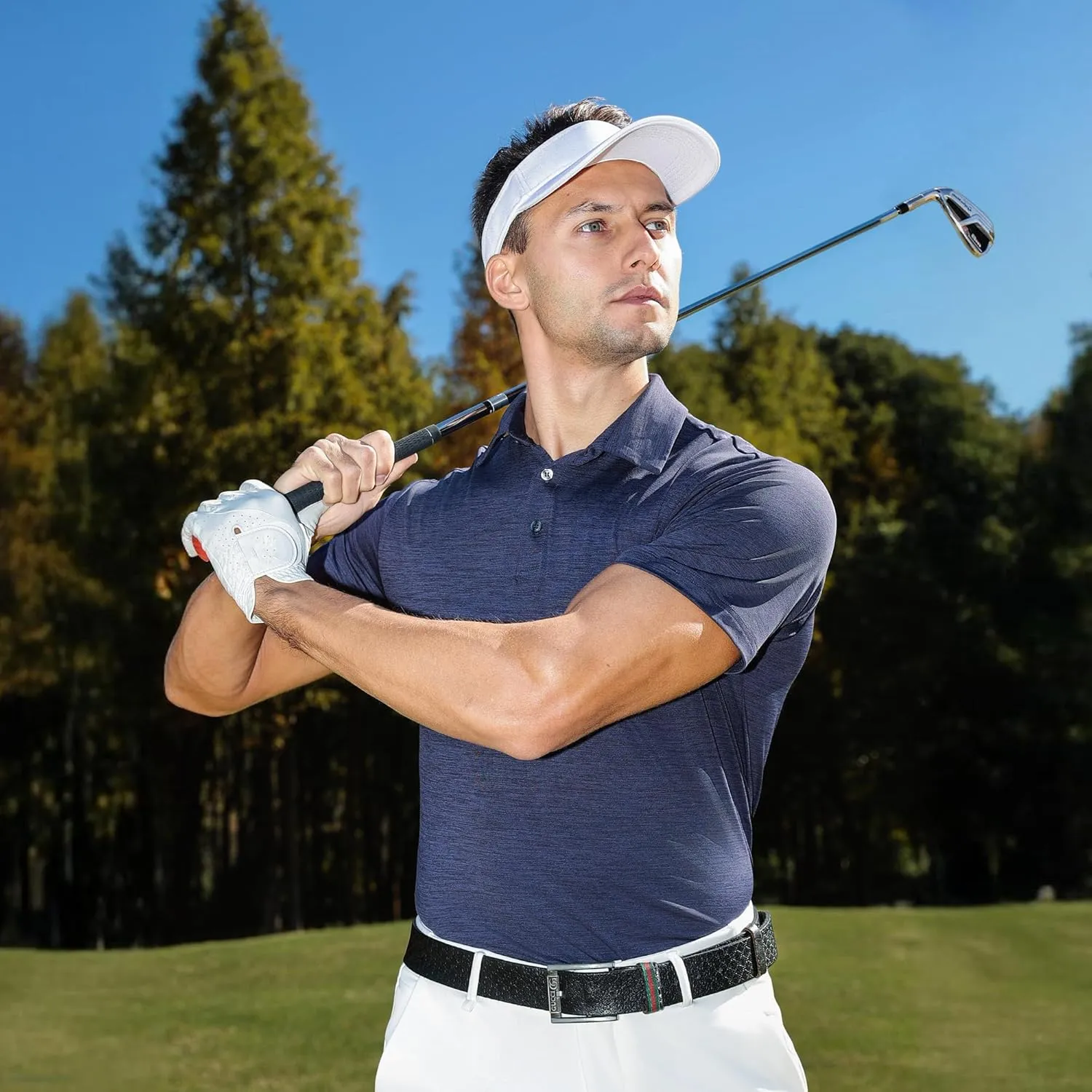 Polo Shirts for Men - Dry Fit Moisture Wicking Black Short Sleeve Performance Golf T Shirts for Casual Work Athletic