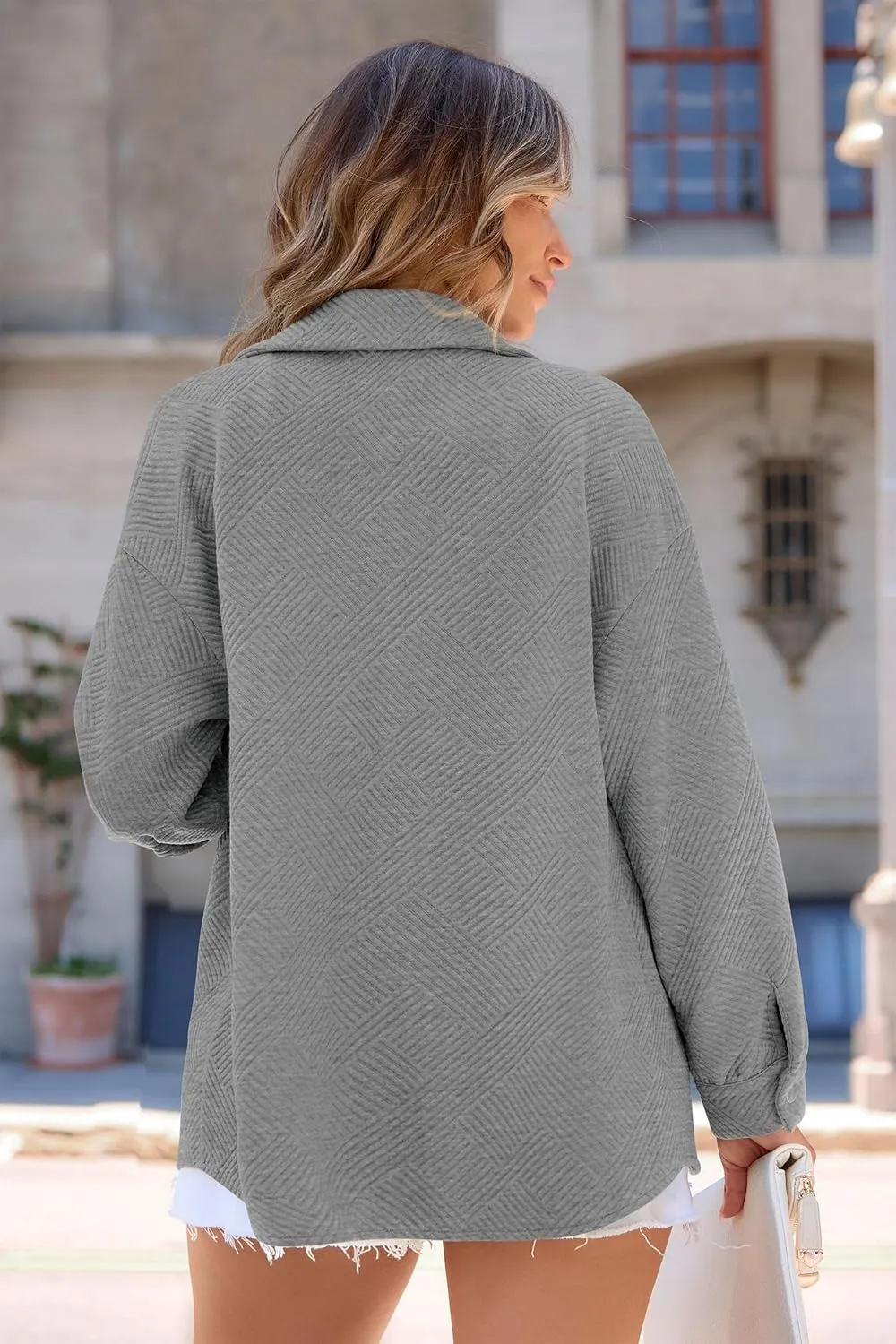 PRETTYGARDEN Women's Oversized Shacket Jackets Spring Fall Fashion Clothes Casual Long Sleeve Loose Collared Blouse Shirts