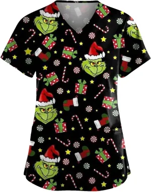 Scrubs Tops for Women 2025 Classic Fit V Neck,3 Pockets Four-Way Stretch,Durable Moisture Wicking Nursing Uniform