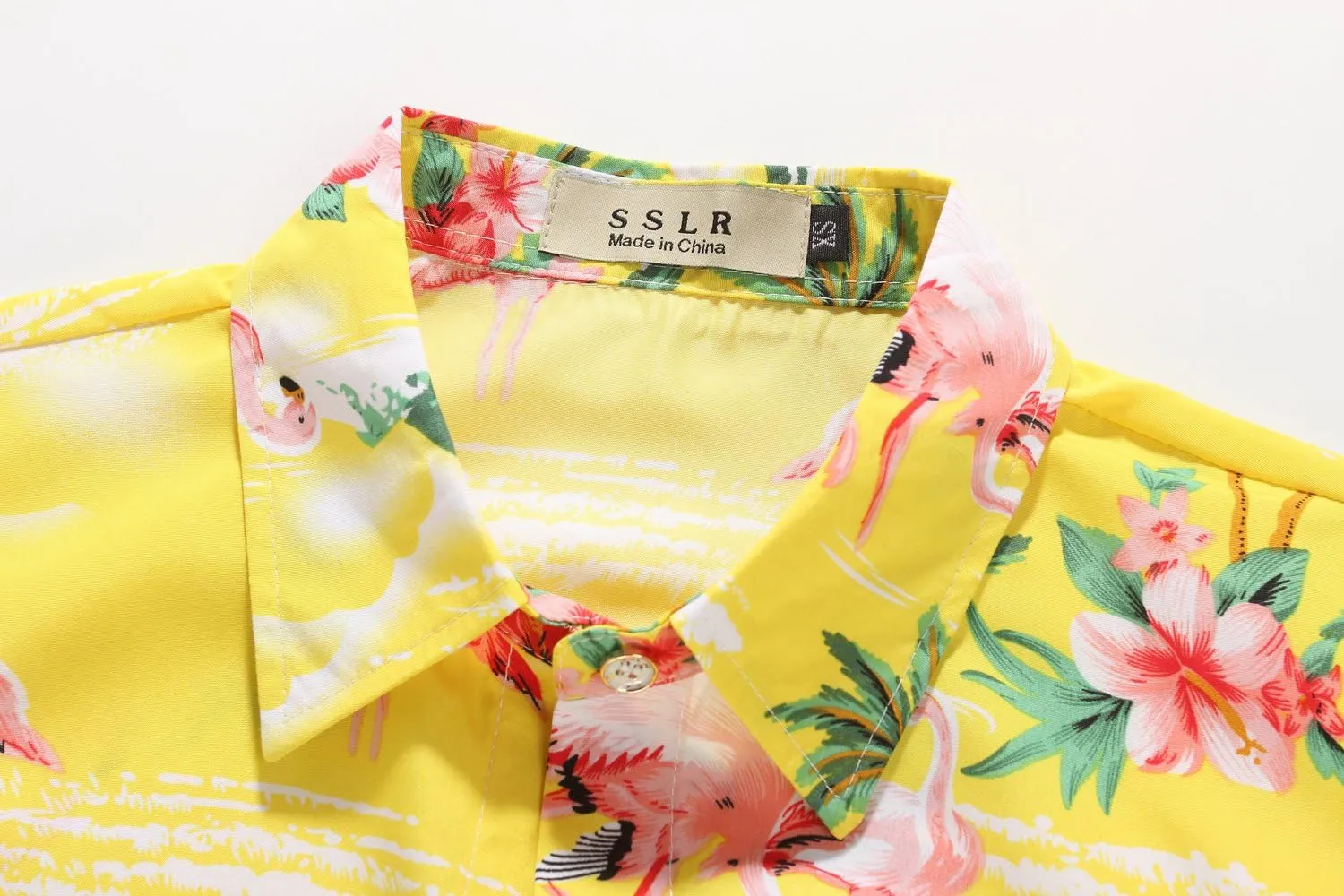 SSLR Hawaiian Shirts for Women Flamingo Shirt Tropical Shirts for Women Summer Casual Short Sleeve