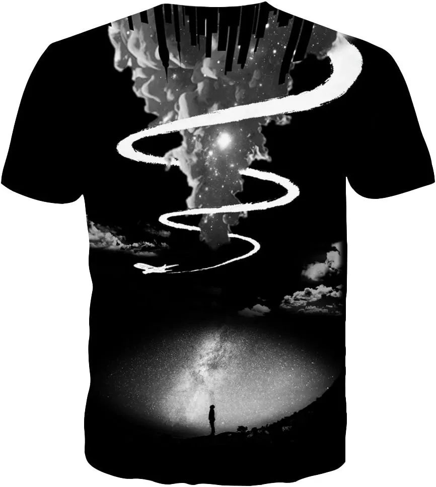 SYAIMN Unisex 3D Pattern Printed Short Sleeve T-Shirts Casual Graphics Tees
