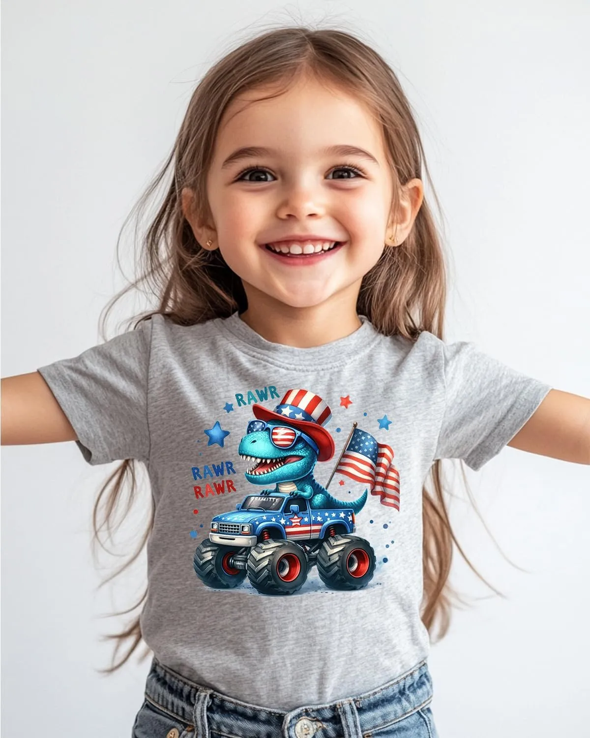 Toddler Boys 4th of July Shirt, Girls Kids USA Red White and Blue Shirts, American Flag Independence Day Tee 2-8T