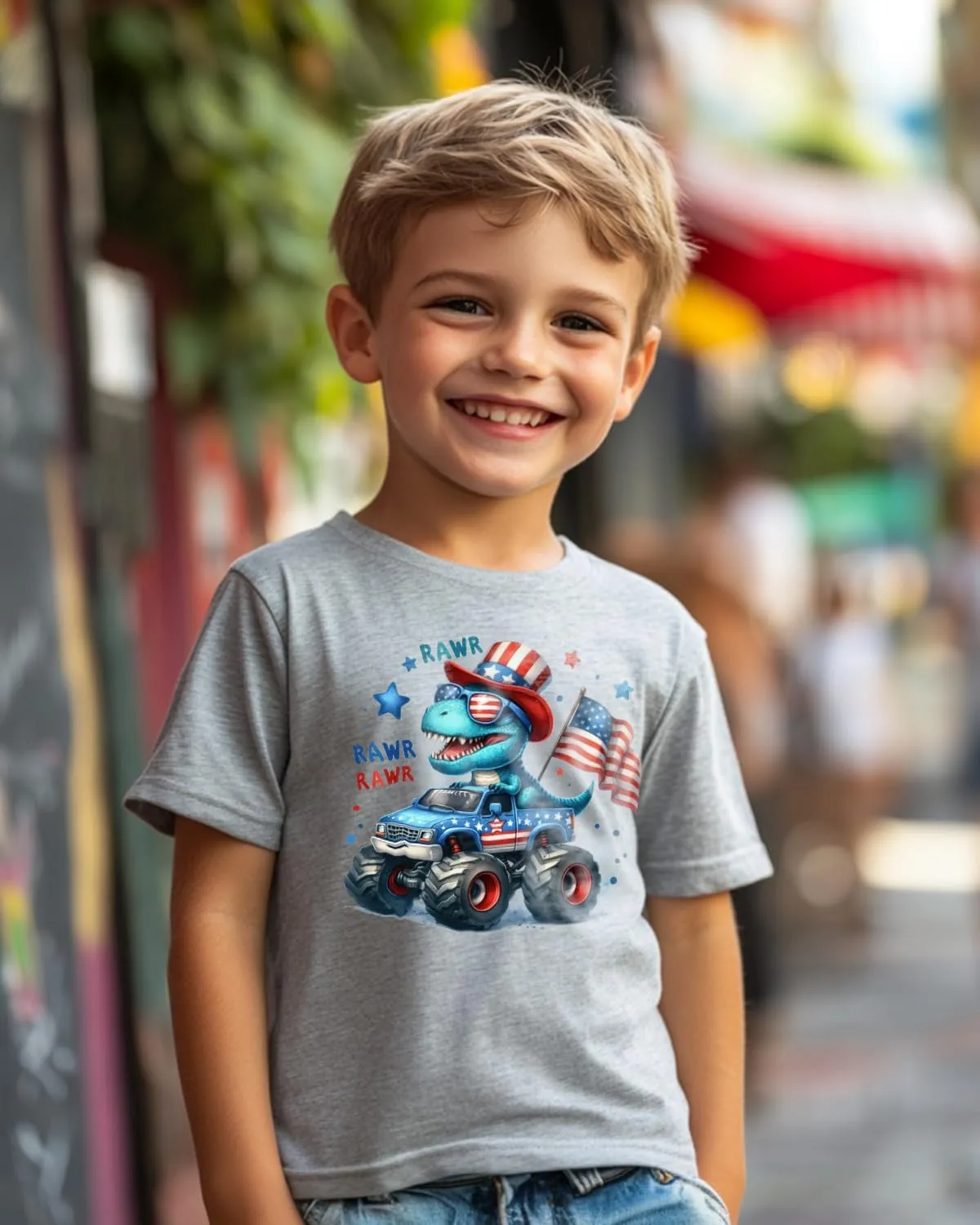 Toddler Boys 4th of July Shirt, Girls Kids USA Red White and Blue Shirts, American Flag Independence Day Tee 2-8T