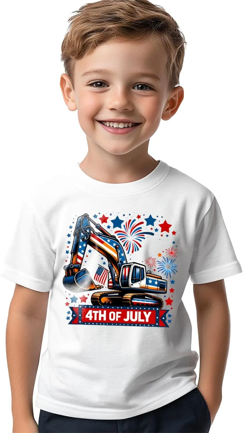 Toddler Boys 4th of July Shirt, Girls Kids USA Red White and Blue Shirts, American Flag Independence Day Tee 2-8T