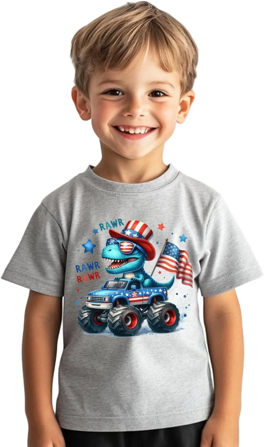 Toddler Boys 4th of July Shirt, Girls Kids USA Red White and Blue Shirts, American Flag Independence Day Tee 2-8T