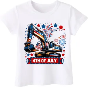 Toddler Boys 4th of July Shirt, Girls Kids USA Red White and Blue Shirts, American Flag Independence Day Tee 2-8T