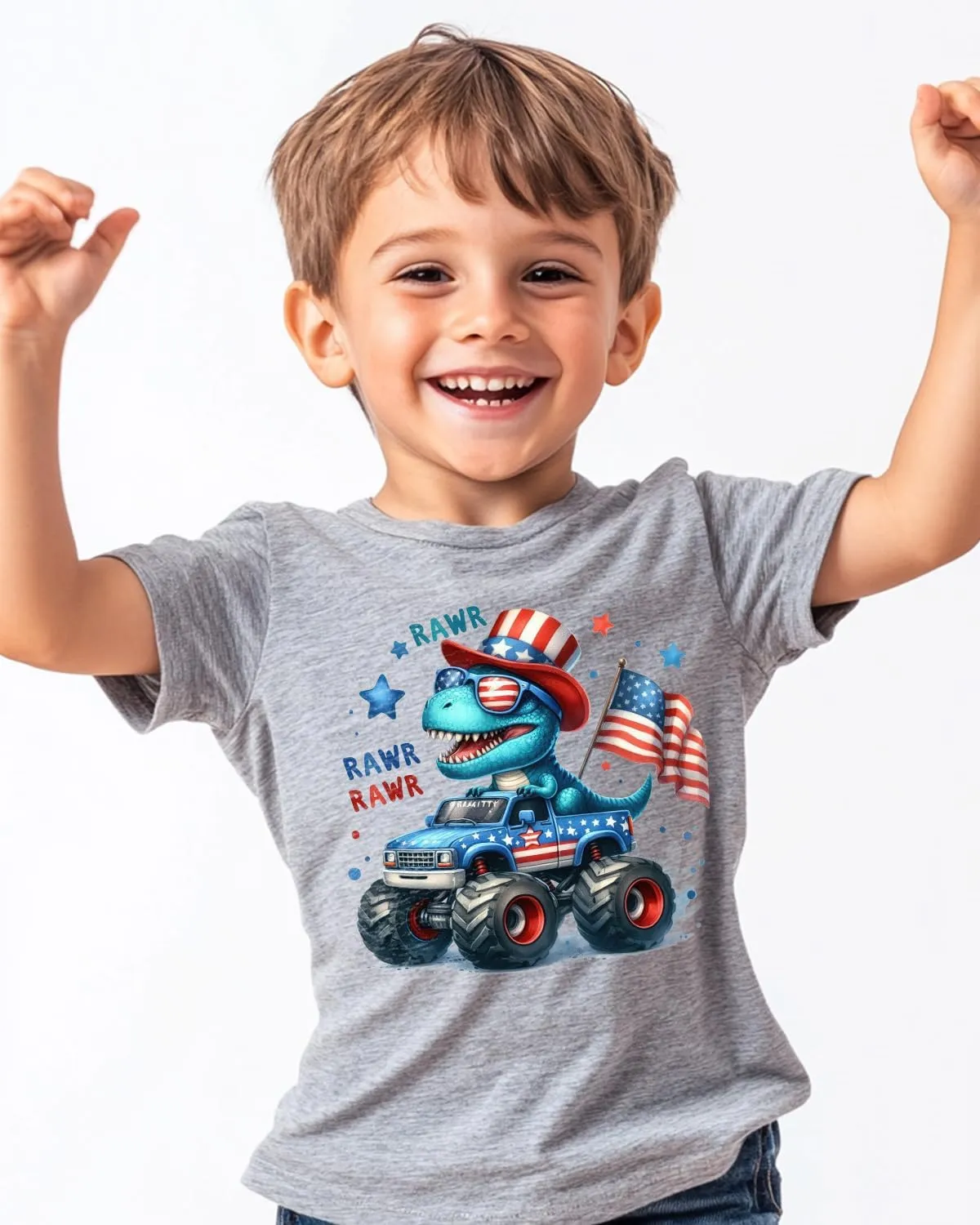 Toddler Boys 4th of July Shirt, Girls Kids USA Red White and Blue Shirts, American Flag Independence Day Tee 2-8T