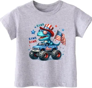 Toddler Boys 4th of July Shirt, Girls Kids USA Red White and Blue Shirts, American Flag Independence Day Tee 2-8T