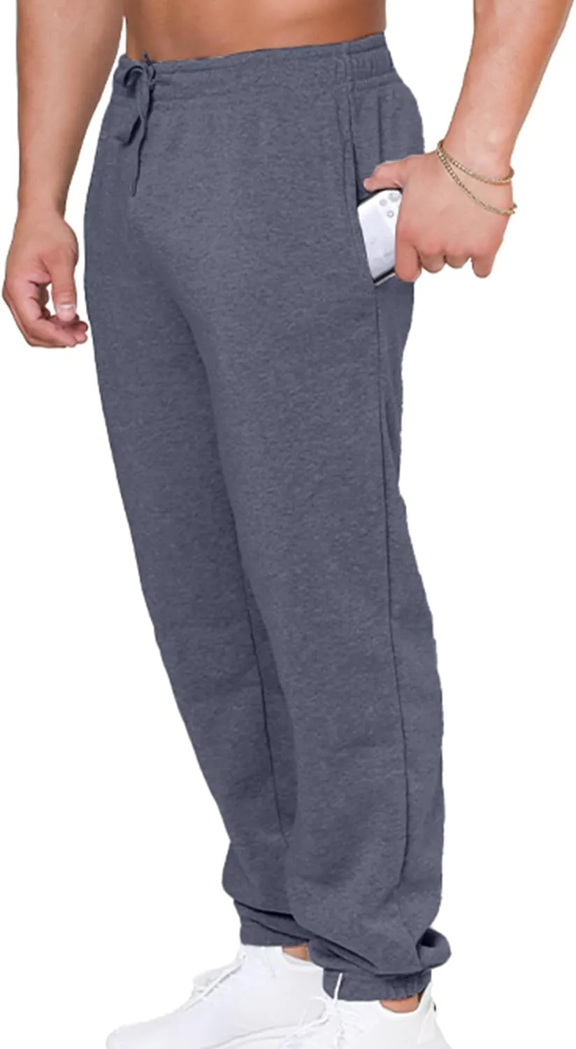 UNIQUE STYLES ASFOOR Elastic Bottom Baggy Sweatpants for Men, Workout Fleece Sweat Pants with Pockets