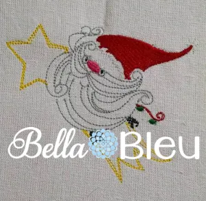 Vintage Santa Claus with Start Quick bean stitch colorwork embroidery design