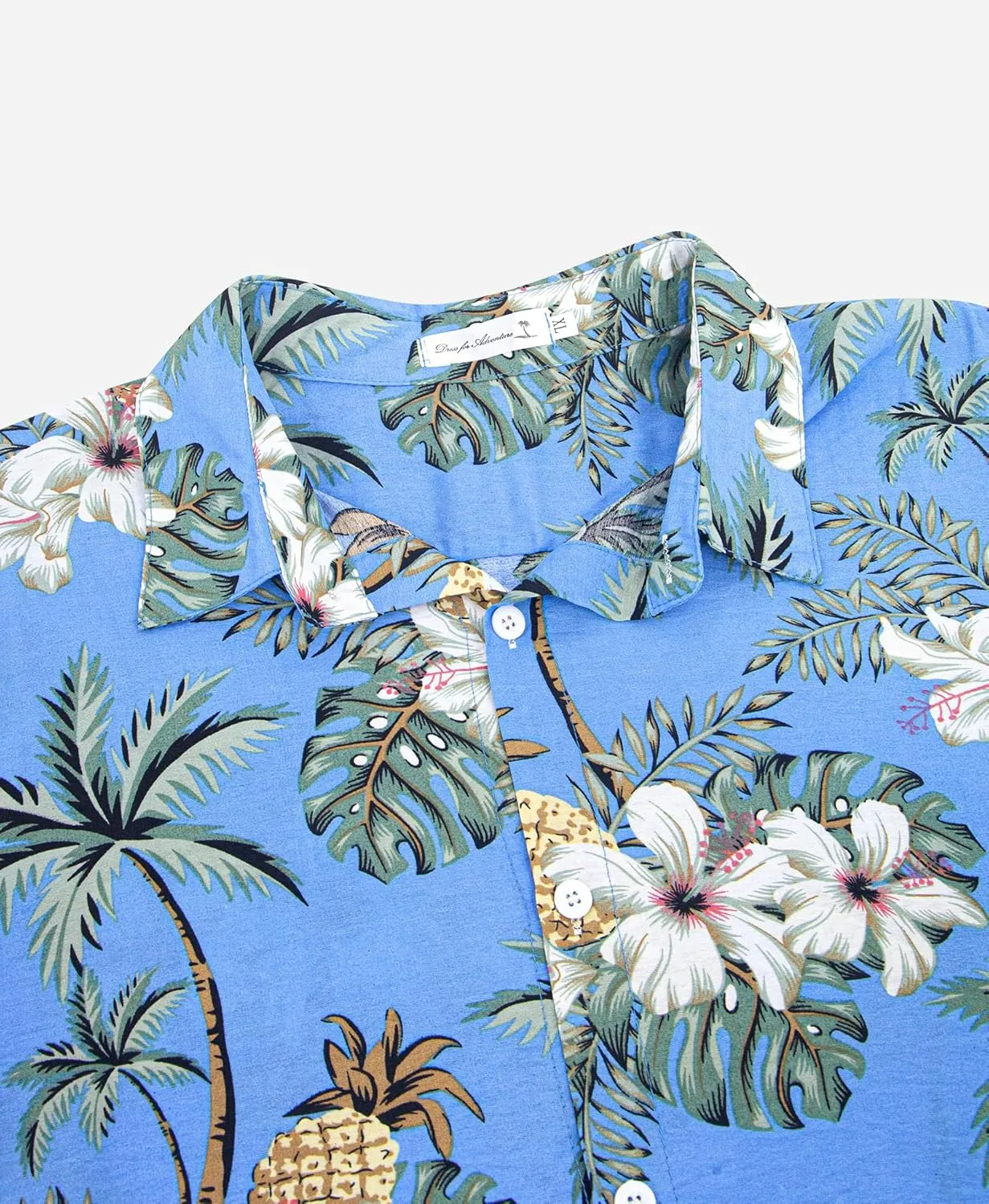 Weecreeture Big and Tall Men's Hawaiian Shirt - Short Sleeve, Tropical Floral Button Down Casual Summer Beach Shirt