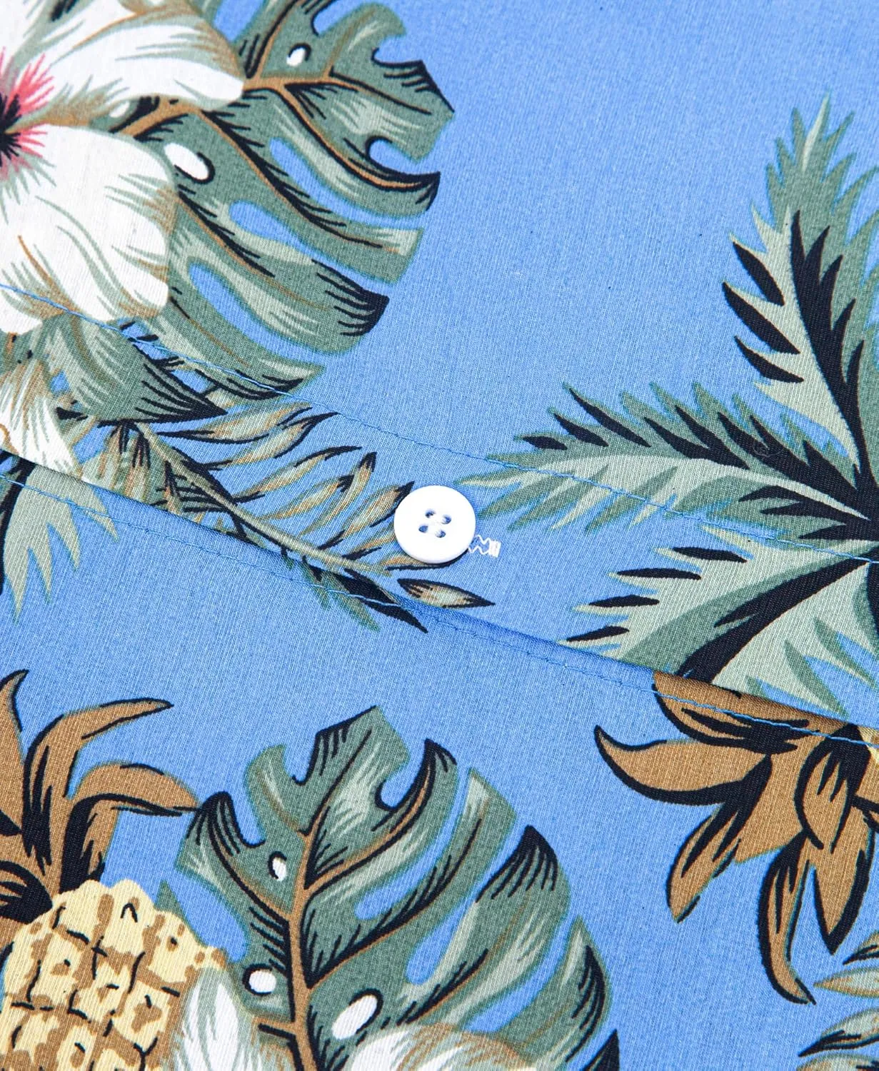 Weecreeture Big and Tall Men's Hawaiian Shirt - Short Sleeve, Tropical Floral Button Down Casual Summer Beach Shirt