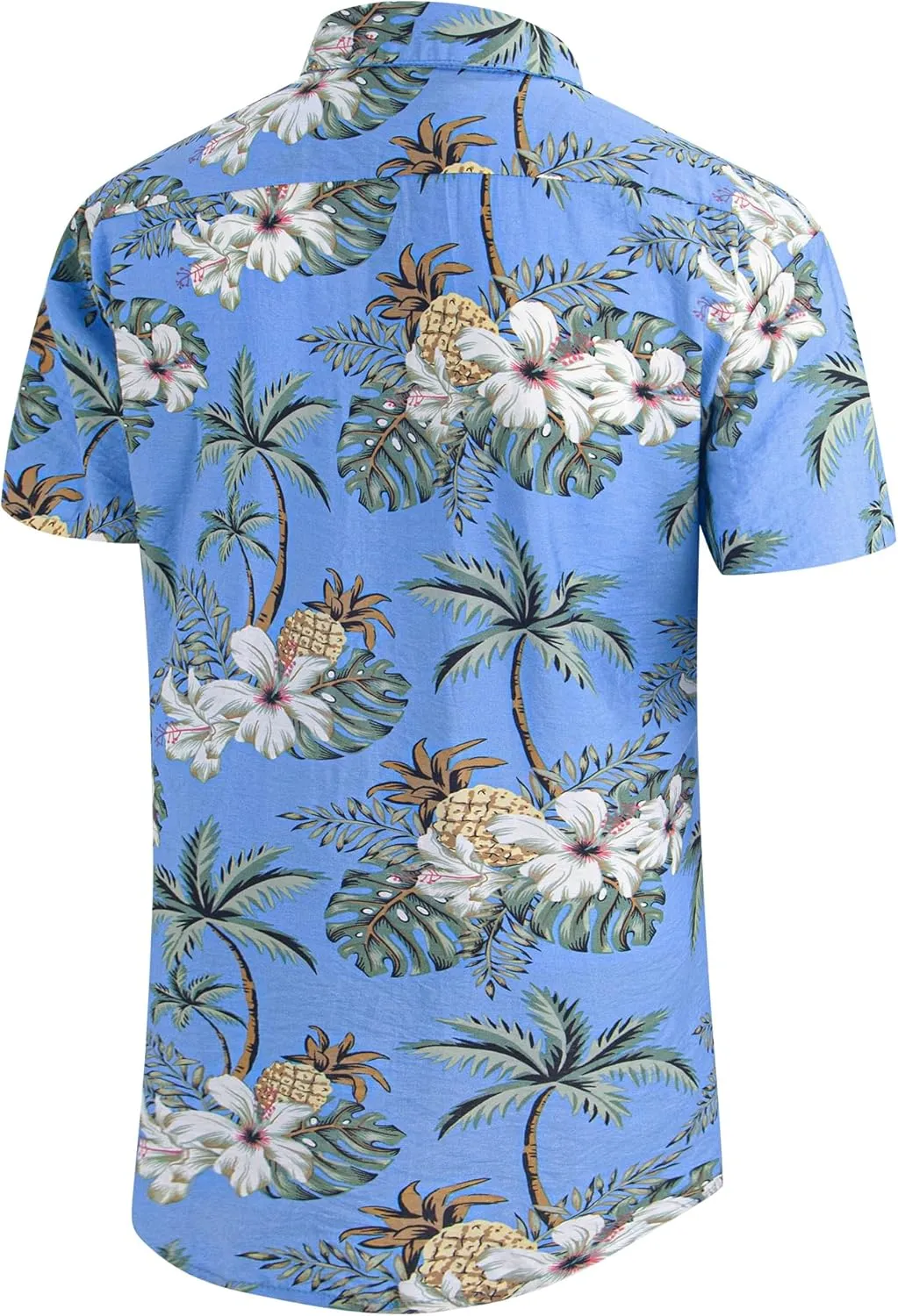 Weecreeture Big and Tall Men's Hawaiian Shirt - Short Sleeve, Tropical Floral Button Down Casual Summer Beach Shirt