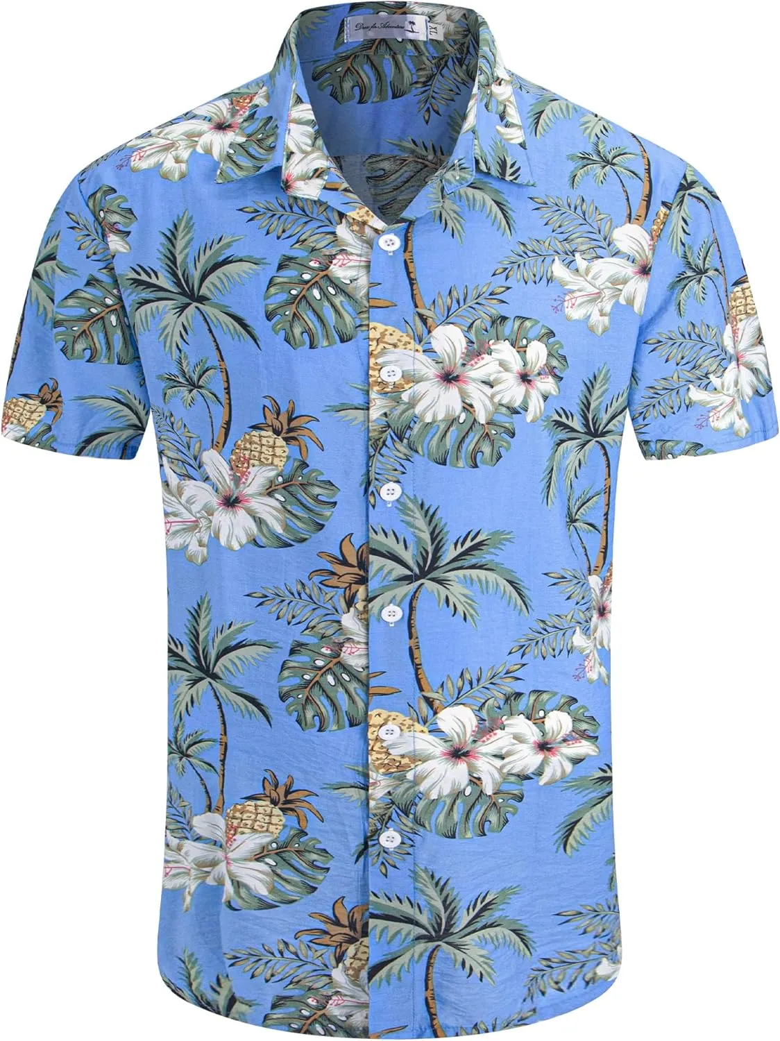Weecreeture Big and Tall Men's Hawaiian Shirt - Short Sleeve, Tropical Floral Button Down Casual Summer Beach Shirt