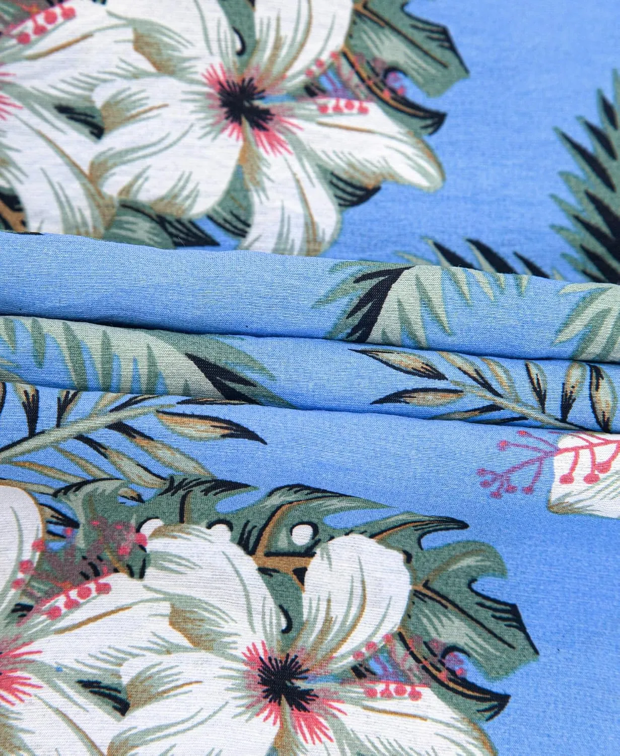 Weecreeture Big and Tall Men's Hawaiian Shirt - Short Sleeve, Tropical Floral Button Down Casual Summer Beach Shirt