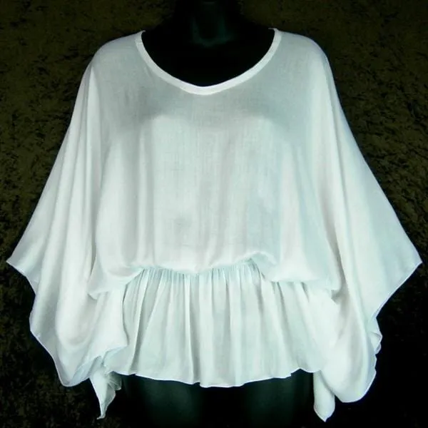 White Butterfly Poncho Top