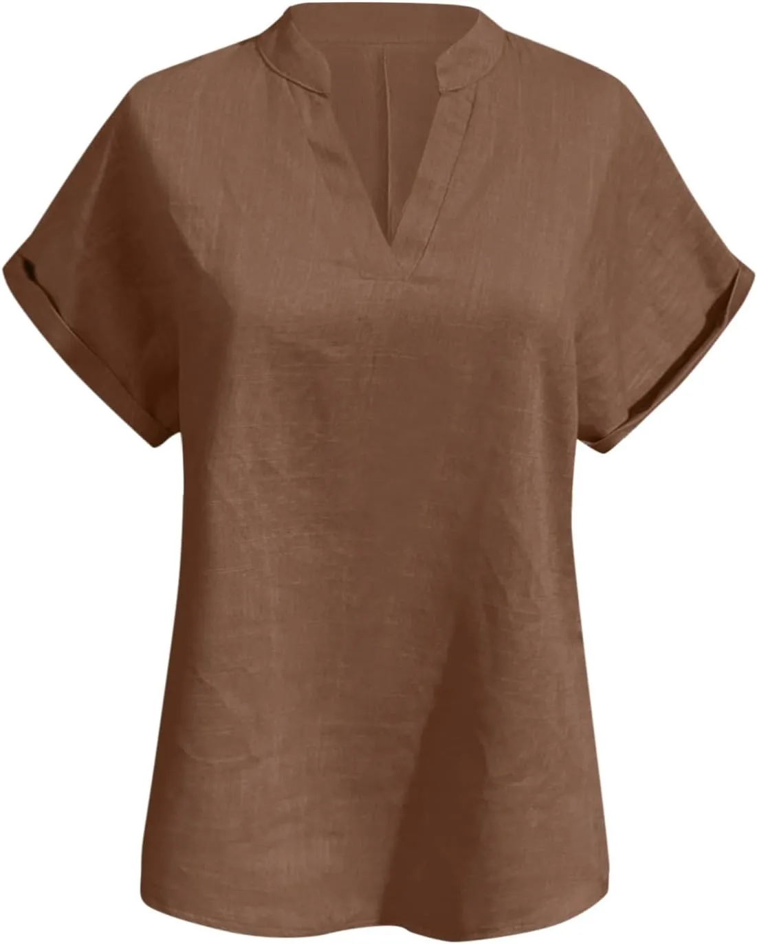 Women Summer Tops V Neck Short Sleeve T Shirts Loose Flowing Tunics Solid Color Casual Shirts Solid Flannel Shirt
