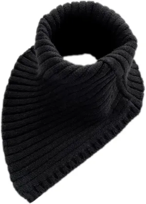 Women Winter Rib Knit Turtleneck Faux Collar Solid Color Detachable Triangular Scarf Wrap Windproof Neck Warmer, as the pic show, Black