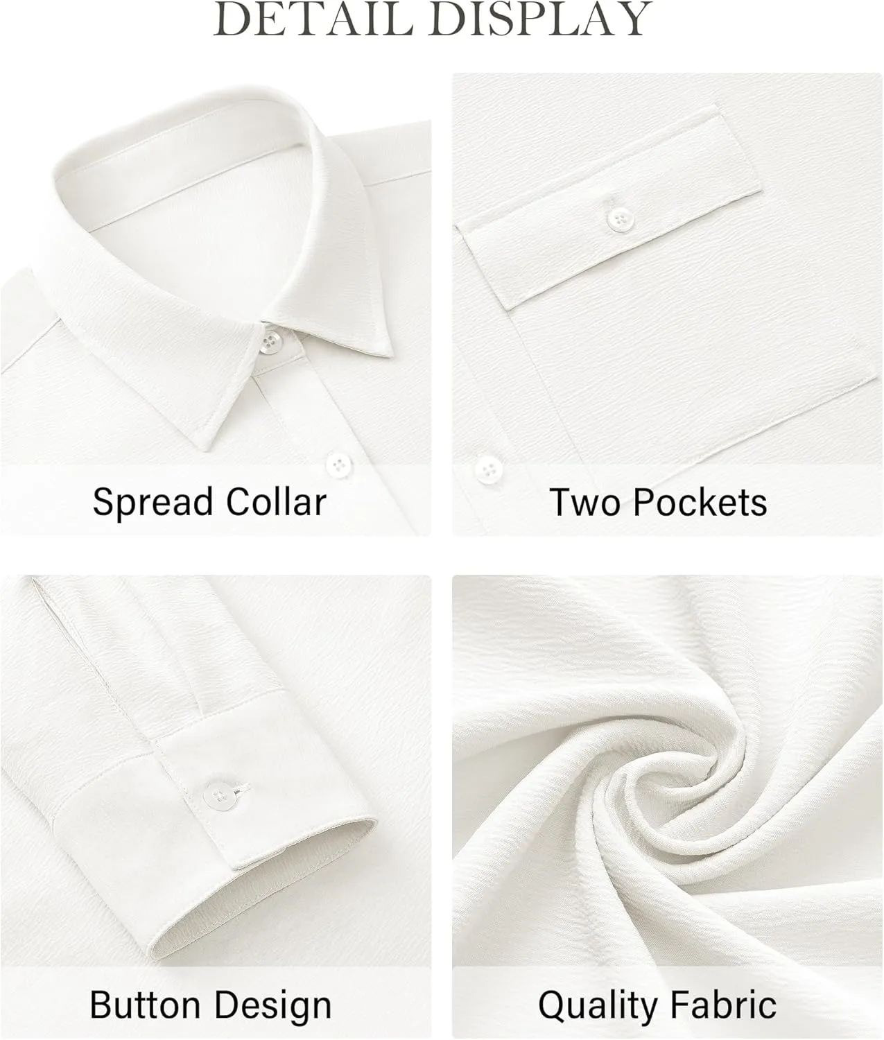 Women's Button Down Blouse Long Sleeve Dress Shirts for Work Office Business Casual Chiffon Tops